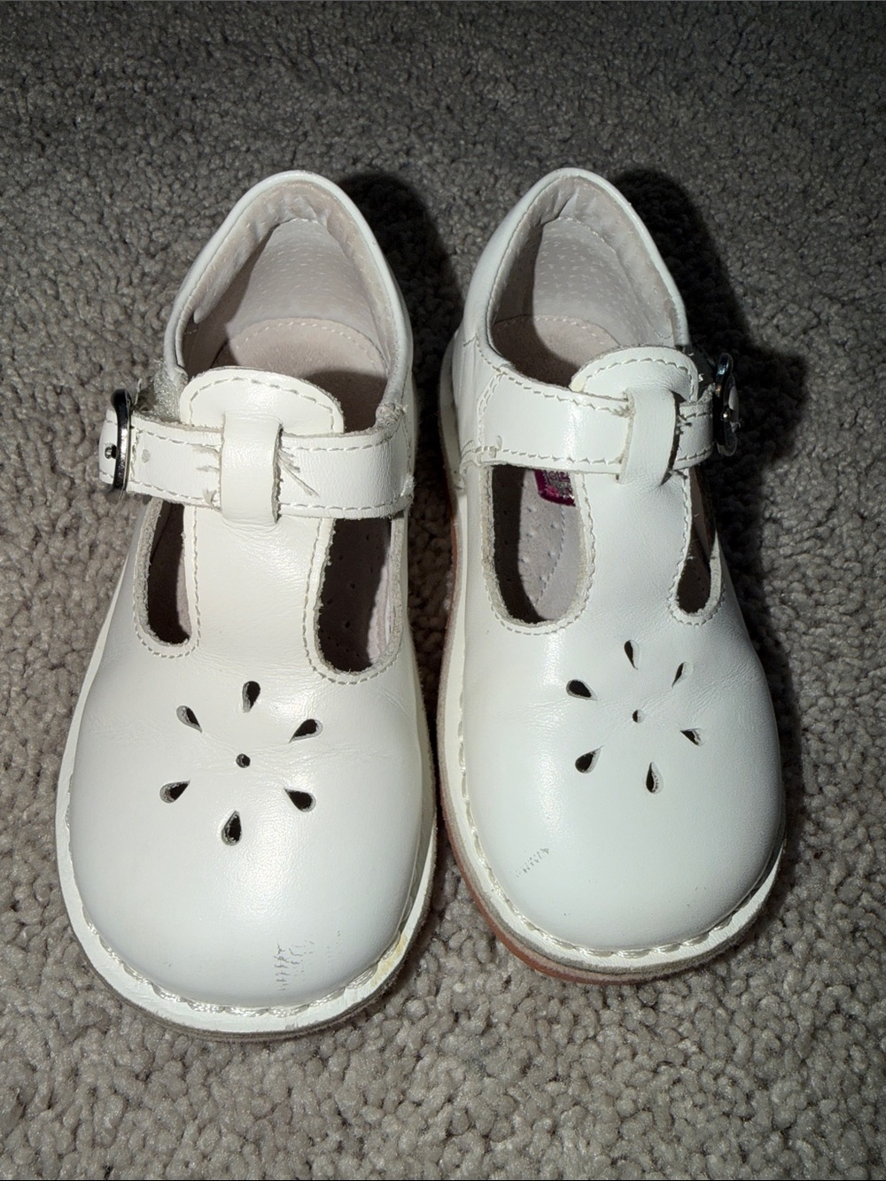 L'Amour White T-Strap Kids Shoes